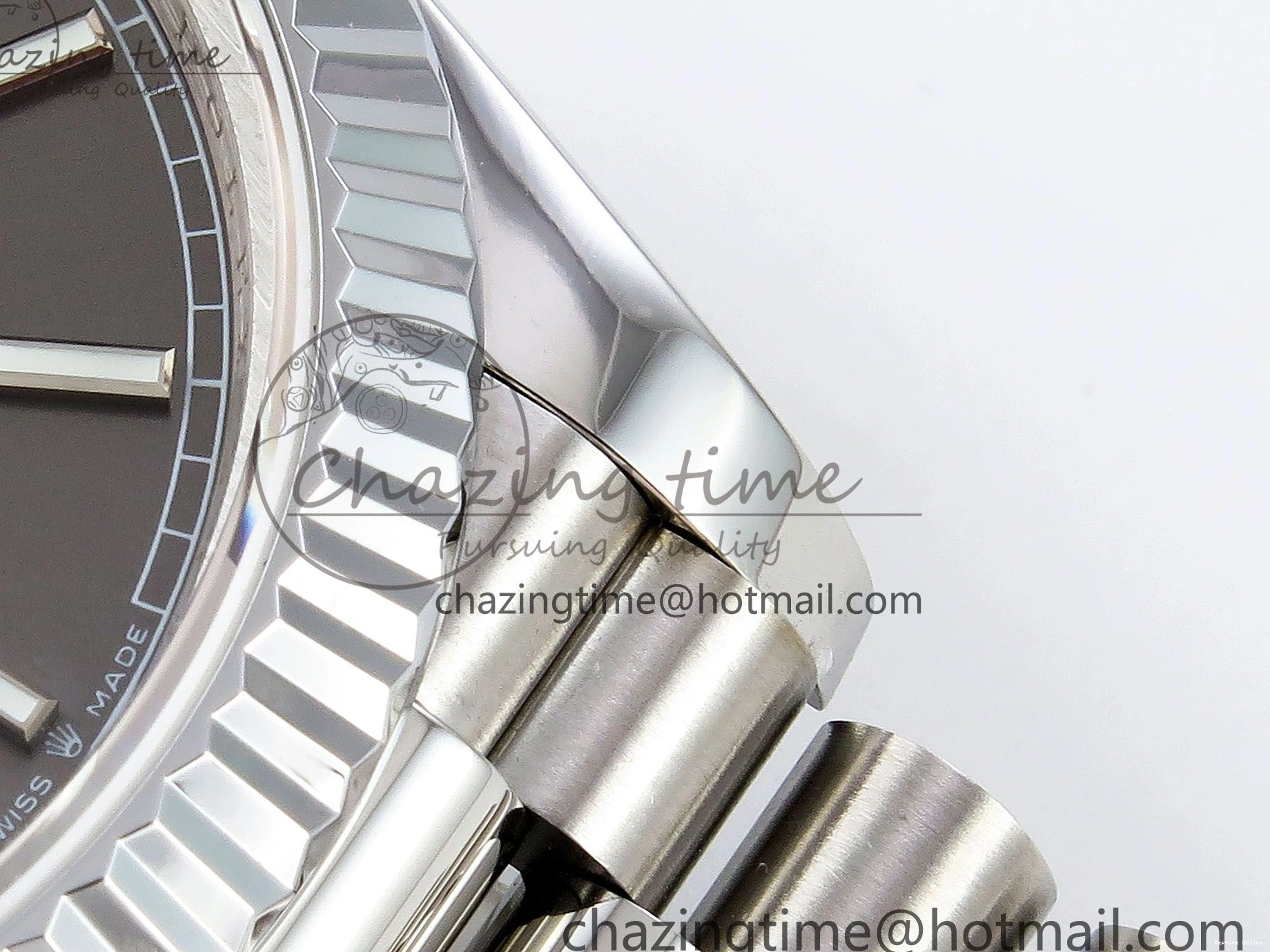 0516 FreshLook DayDate 40 SS JDF 904L Steel Gray Stick Dial on President Bracelet VR3255 V3 (Gain Weight) 1446